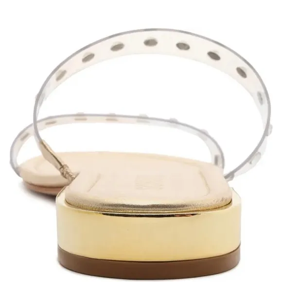 SCHUTZ “ARIELLE” GOLD &amp; CLEAR SLIDE SANDALS🆕