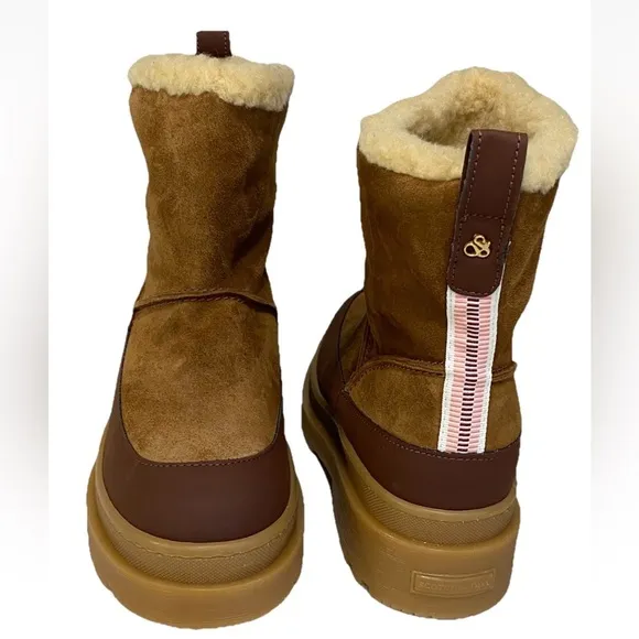 Scotch &amp; Soda 🇵🇹 Aubri Suede Wool Sheepskin Lined Boots Tan Brown Size 39/US 7.5