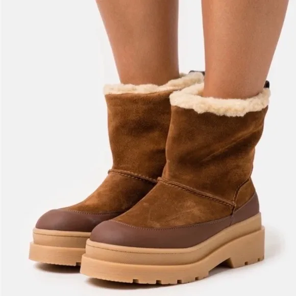 Scotch &amp; Soda 🇵🇹 Aubri Suede Wool Sheepskin Lined Boots Tan Brown Size 39/US 7.5