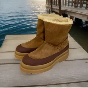Scotch &amp; Soda 🇵🇹 Aubri Suede Wool Sheepskin Lined Boots Tan Brown Size 39/US 7.5