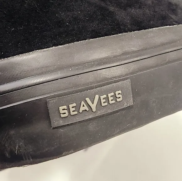 SeaVees Mariners Boots Women's High Top Suede Black Lace Up size 8.5 EUC Men 6.5
