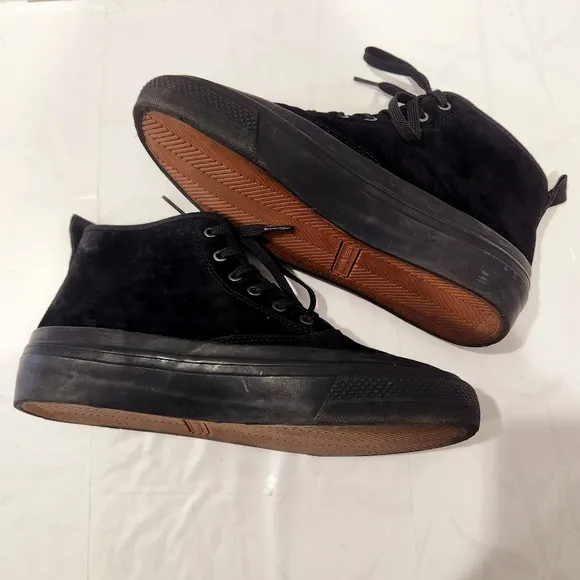 SeaVees Mariners Boots Women's High Top Suede Black Lace Up size 8.5 EUC Men 6.5