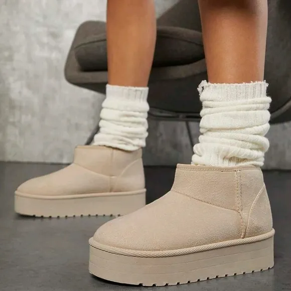 SHWomen's Thick Sole Windproof And Warm Snow Boots, Ankle Boots