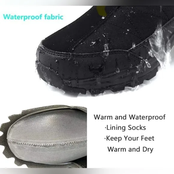 Silentcare Men's Warm Fur Lined Ankle Snow Boots Waterproof Anti-Slip
