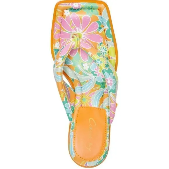 Skeet Slide Sandals, Circus by Sam Edelman, Orange Tropical Flower Square Toe