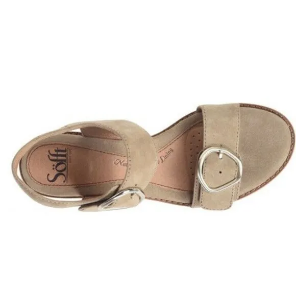 Sofft Gray Suede Women Sandals Size 8 Soft Leather