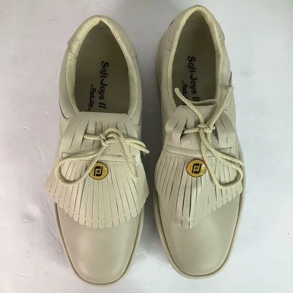 Soft Joys II By Foot Joy Vintage Ivory White Leather Men’s Golf Shoes 9  53959