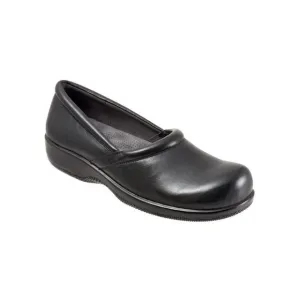 SOFT WALK Womens Black Adora Round Toe Wedge Slip On Leather Flats Shoes 6 N