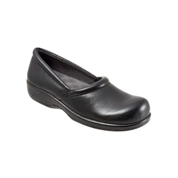 SOFT WALK Womens Black Adora Round Toe Wedge Slip On Leather Flats Shoes 6 N