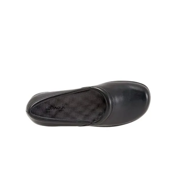 SOFT WALK Womens Black Adora Round Toe Wedge Slip On Leather Flats Shoes 6 N