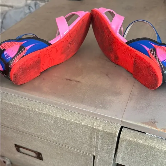 Sophia Webster mini butterfly sandals size 32 Pink and Blue Cross-Strap Sandals