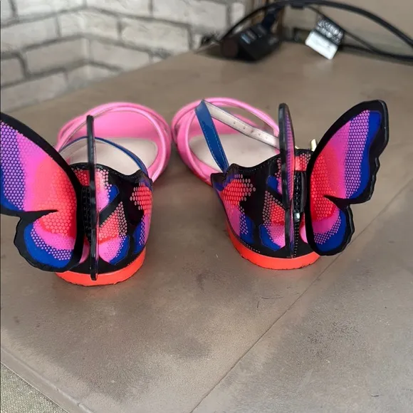 Sophia Webster mini butterfly sandals size 32 Pink and Blue Cross-Strap Sandals