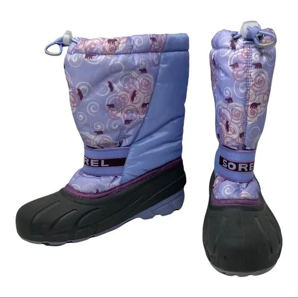 Sorel Big Kid Cub Boot Purple Sweet Pea Wild Orchid Polar Bear Snow Boots Size 6