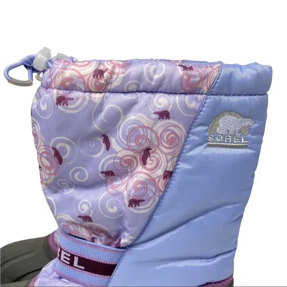 Sorel Big Kid Cub Boot Purple Sweet Pea Wild Orchid Polar Bear Snow Boots Size 6