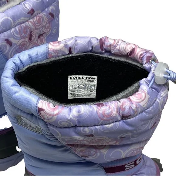 Sorel Big Kid Cub Boot Purple Sweet Pea Wild Orchid Polar Bear Snow Boots Size 6