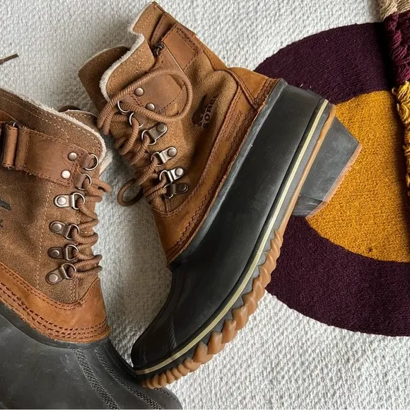 Sorel Brown Winter Fancy Lace II Fleece Lined Waterproof Boots Size 9