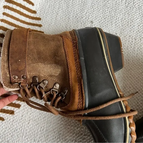 Sorel Brown Winter Fancy Lace II Fleece Lined Waterproof Boots Size 9