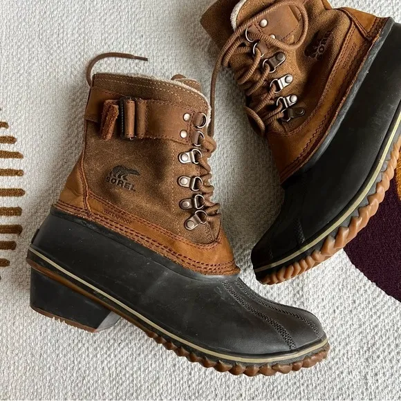 Sorel Brown Winter Fancy Lace II Fleece Lined Waterproof Boots Size 9