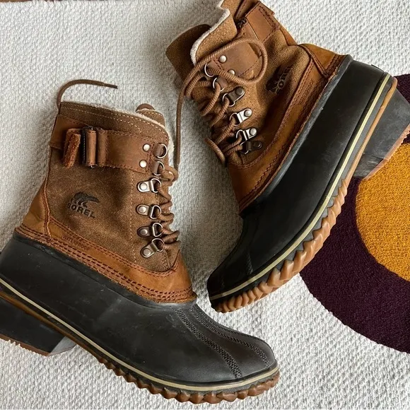 Sorel Brown Winter Fancy Lace II Fleece Lined Waterproof Boots Size 9