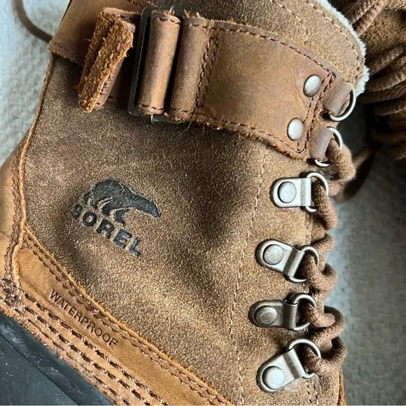 Sorel Brown Winter Fancy Lace II Fleece Lined Waterproof Boots Size 9