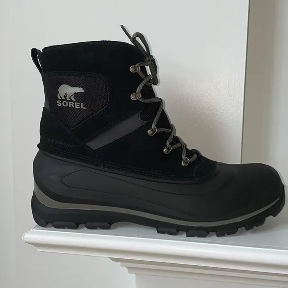 SOREL Buxton Lace Waterproof Snow Boot in Black Size 15 NWT