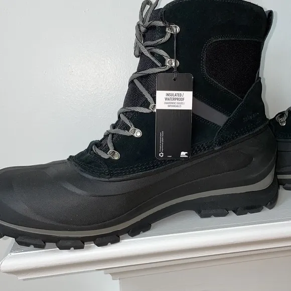 SOREL Buxton Lace Waterproof Snow Boot in Black Size 15 NWT