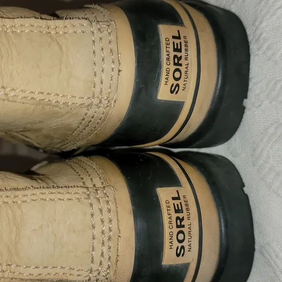 Sorel Caribou boots waterproof rubber outer black &amp; camel brown  lined