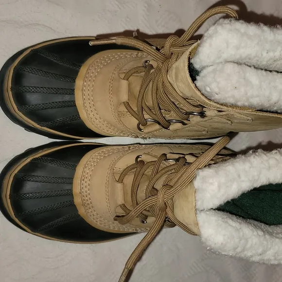 Sorel Caribou boots waterproof rubber outer black &amp; camel brown  lined