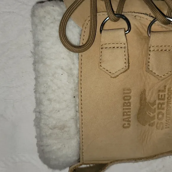 Sorel Caribou boots waterproof rubber outer black &amp; camel brown  lined