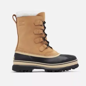 Sorel Caribou boots waterproof rubber outer black &amp; camel brown  lined
