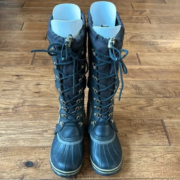 Sorel Conquest Carly Boots Waterproof Suede Leather Tall Lace Up Winter Size 6