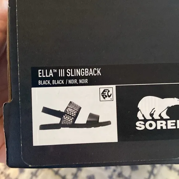 Sorel Ella III Slingback Black and White Sandals. Size 9.5. NWT.