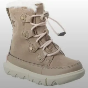 SOREL Girls Size 1 Beige Explorer Lace Suede Boots Casual Hiking Winter Girlhood