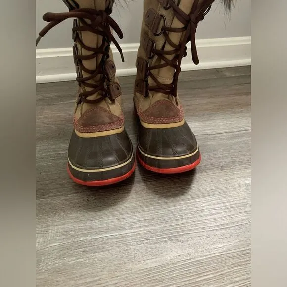 Sorel Joan Of Arctic Boots Eskimo Waterproof Boots Tall Thick Warm Brown Pink 8