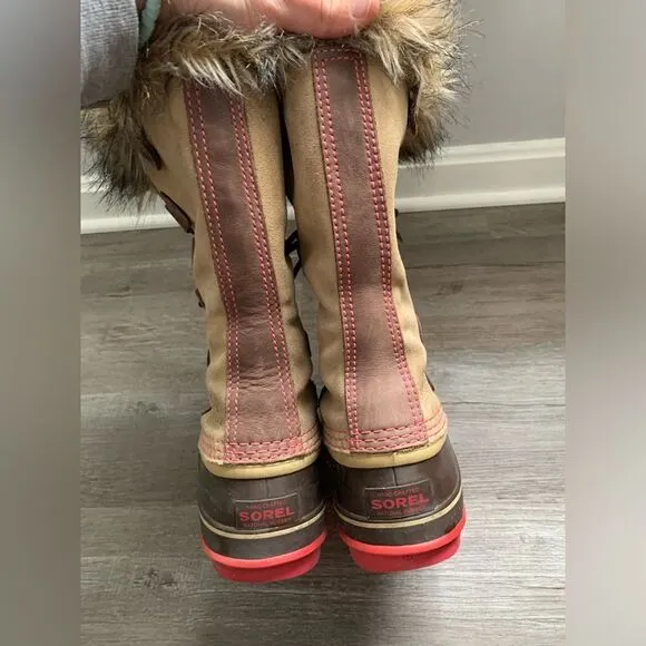 Sorel Joan Of Arctic Boots Eskimo Waterproof Boots Tall Thick Warm Brown Pink 8