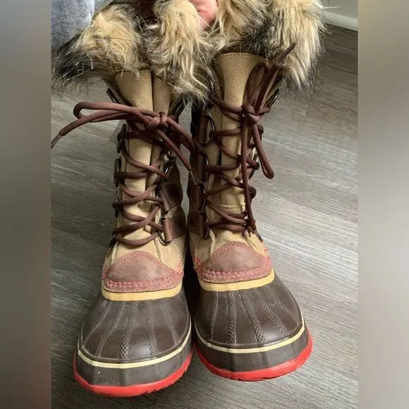 Sorel Joan Of Arctic Boots Eskimo Waterproof Boots Tall Thick Warm Brown Pink 8