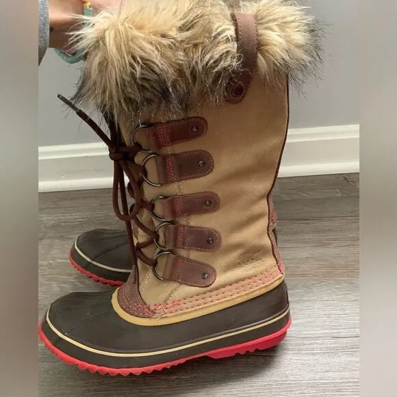 Sorel Joan Of Arctic Boots Eskimo Waterproof Boots Tall Thick Warm Brown Pink 8