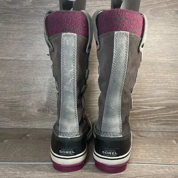 Sorel Joan of Arctic Knit II Warm Waterproof Women’s Sz 7 Gray Suede Snow Boots