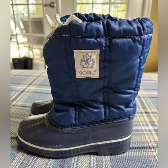SOREL Kid Nylon Cold Weather Blue Boot Vintage Wool Insert
