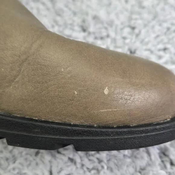 Sorel Major Moto Mid Taupe Leather Casual Lifestyle Ankle Y2K Boots Womens 9.5