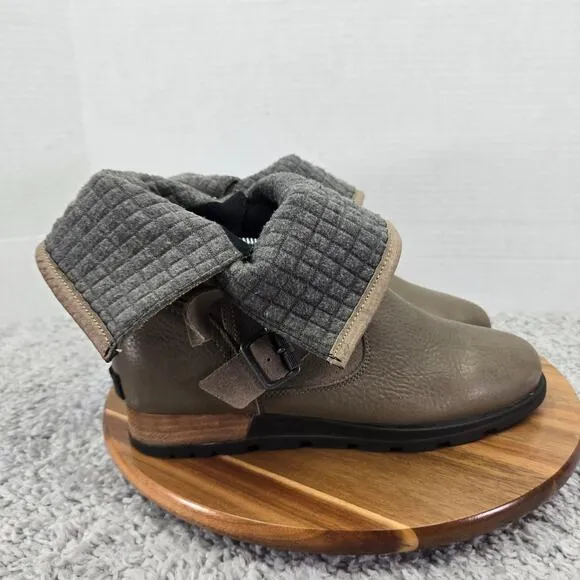 Sorel Major Moto Mid Taupe Leather Casual Lifestyle Ankle Y2K Boots Womens 9.5
