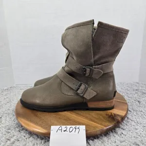 Sorel Major Moto Mid Taupe Leather Casual Lifestyle Ankle Y2K Boots Womens 9.5