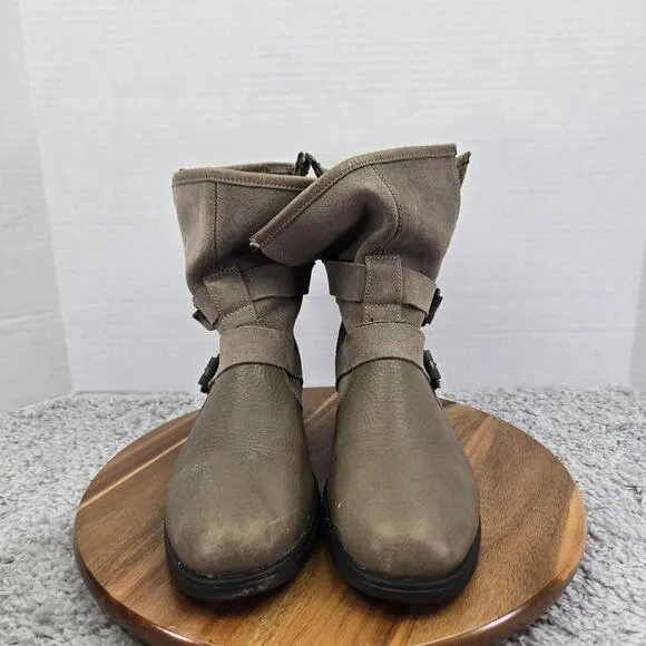 Sorel Major Moto Mid Taupe Leather Casual Lifestyle Ankle Y2K Boots Womens 9.5