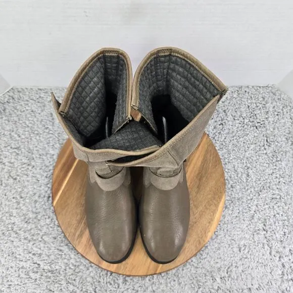 Sorel Major Moto Mid Taupe Leather Casual Lifestyle Ankle Y2K Boots Womens 9.5