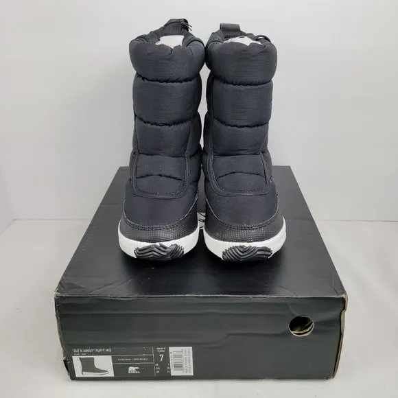 Sorel Out N About Puffy Mid Boots Women's Black NL3804-010 US Size 7 NWT