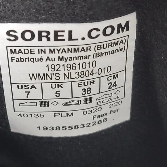 Sorel Out N About Puffy Mid Boots Women's Black NL3804-010 US Size 7 NWT