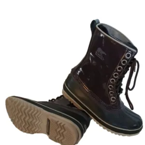Sorel Purple Handcrafted Natural Rubber Round Toe Lace Up Mid Calf Duck Boot