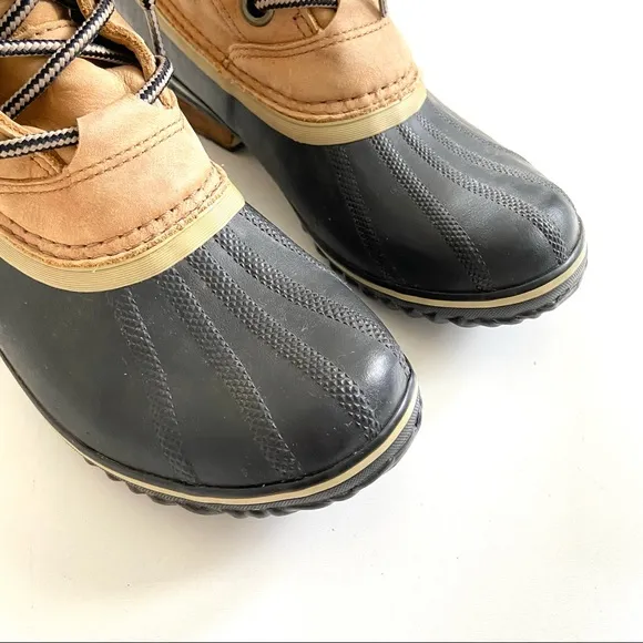 Sorel Tan Brown Genuine Leather Wool Slimpack II Lace Winter Duck Boots