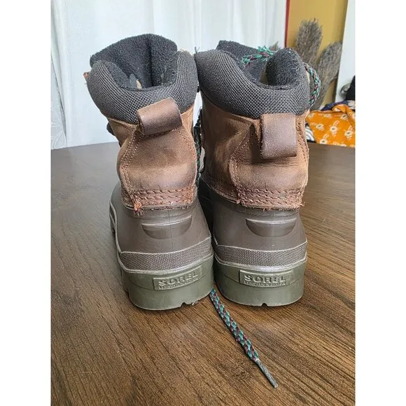 SOREL Winter Boots Mens Size 9 Brown KAUFMAN Ice Pac Leather Warm Canada