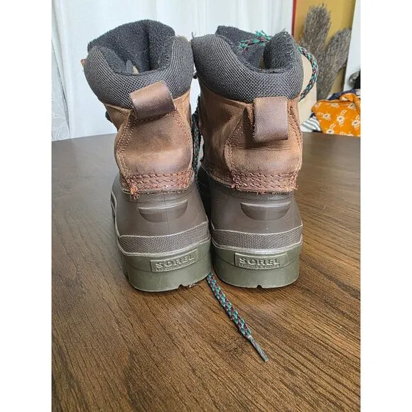 SOREL Winter Boots Mens Size 9 Brown KAUFMAN Ice Pac Leather Warm Canada